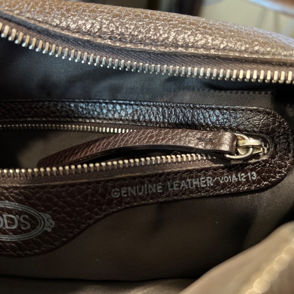 Tod's Authentic Mocassino Zip tote Bag Brown RARE Made IN Italy - Picture 8 of 10
